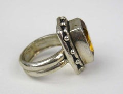 Stephen Dweck Anello in argento sterling con citrino Nuovo, mai indossato negli anni '90