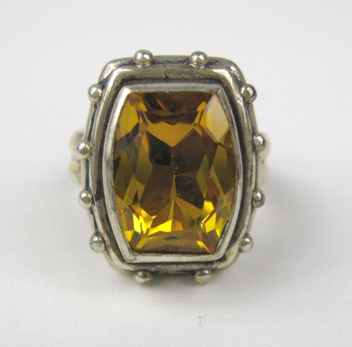 Stephen Dweck Sterling Silver Citrine Ring New, Never Worn 1990s In Excellent Condition For Sale In Wallkill, NY