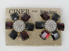 Ciner Red White and Blue swarovski Crystal Earrings New, Never Worn 1980s
