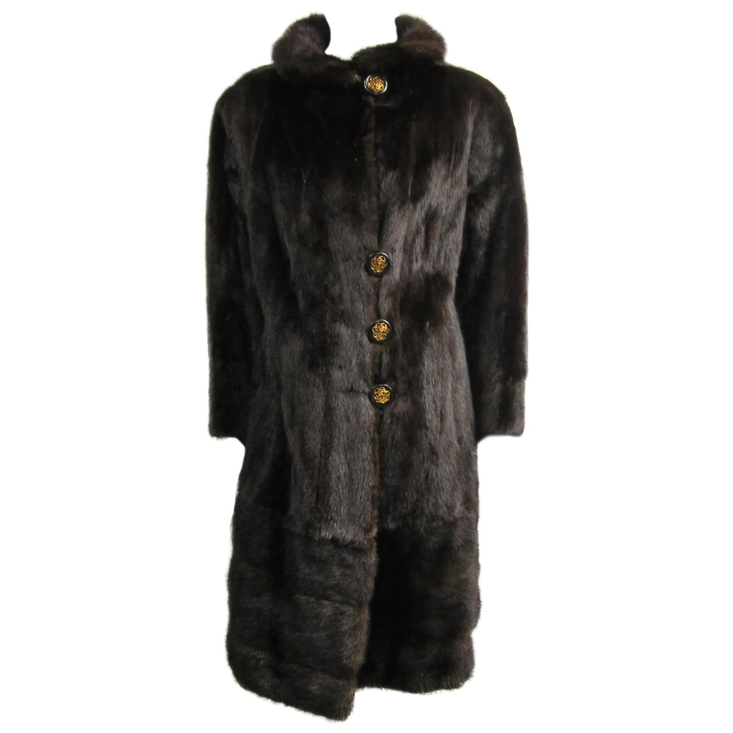 Ranch Mink Fur Coat & Jacket Large w/ Zippered Bottom 2 In 1