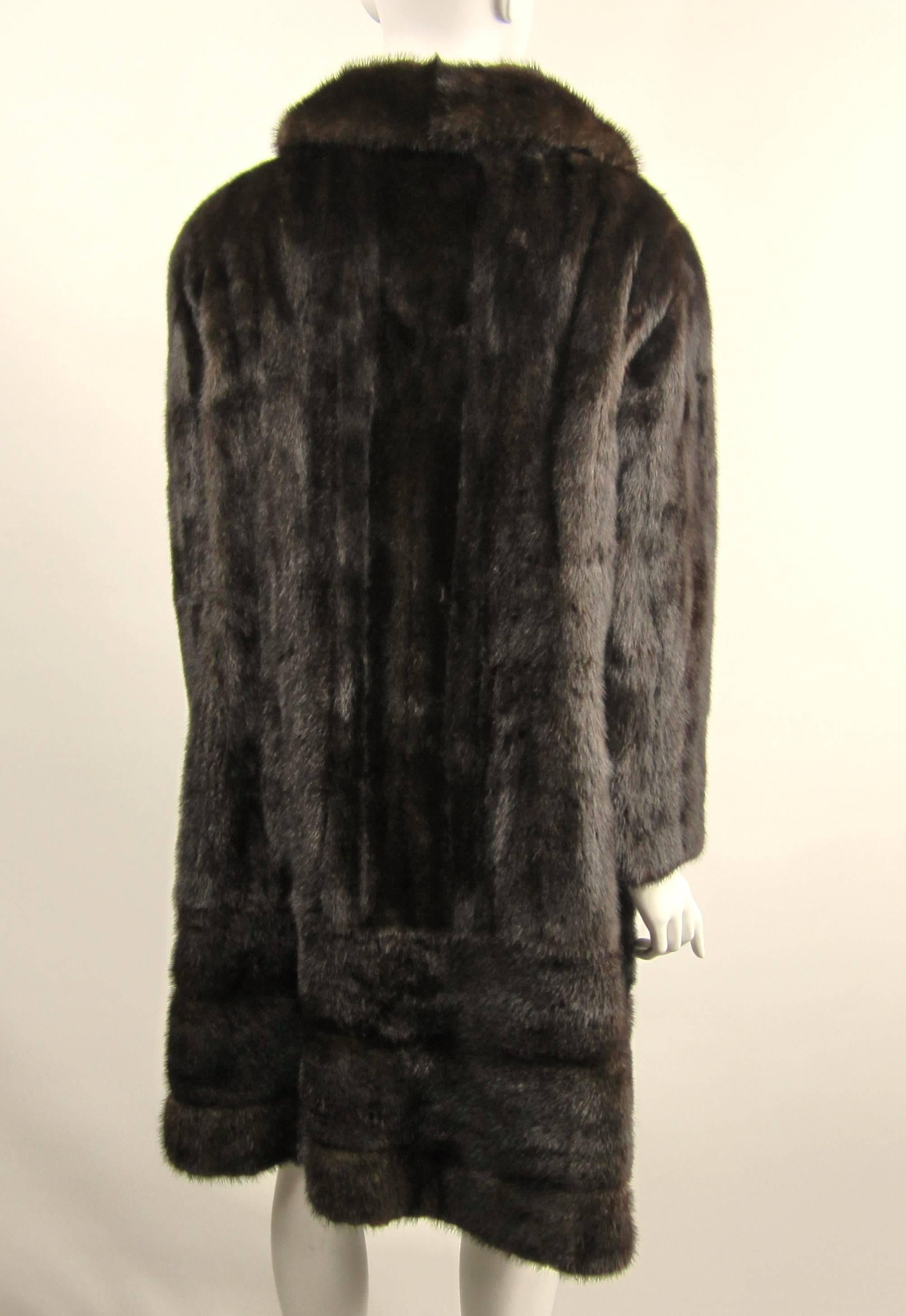 Black  Ranch Mink Fur Coat & Jacket Large w/ Zippered Bottom 2 In 1  For Sale