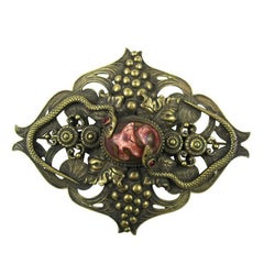 Antique Victorian Snake Venetian glass serpent pin brooch 