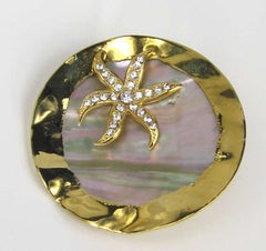 GIANFRANCO FERRE Abalone Crystal Earrings never worn 1980s