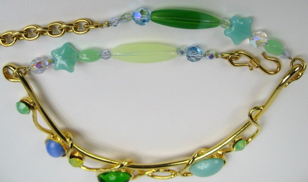 1990s Philippe Ferrandis Gripoix Glass and Stone Choker Necklace New Never worn  For Sale 2