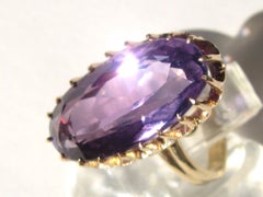 Antique 14kt Gold Oval 7.5 Carat Amethyst Basket Claw Set