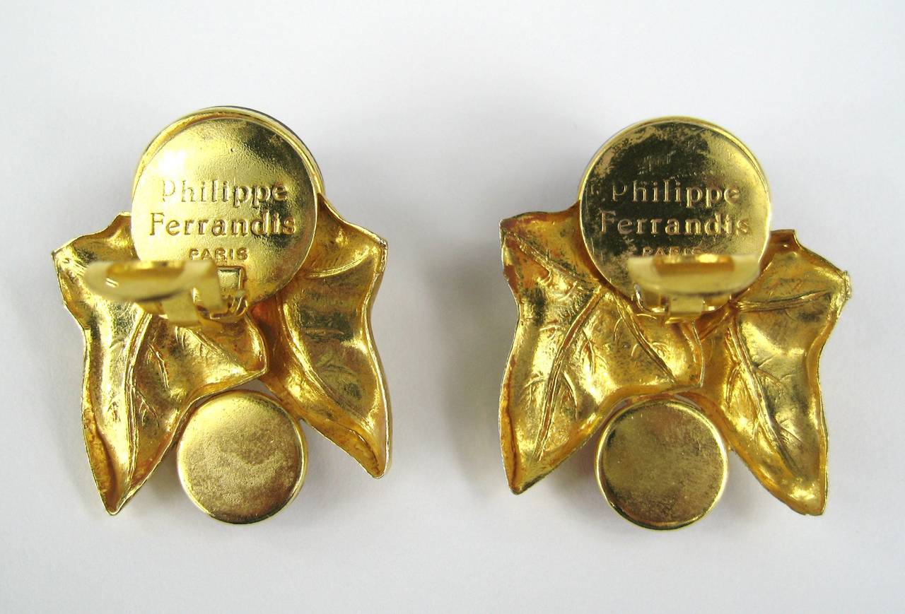 1990s Philippe Ferrandis Vintage Gripoix Earrings New Never worn  In New Condition In Wallkill, NY