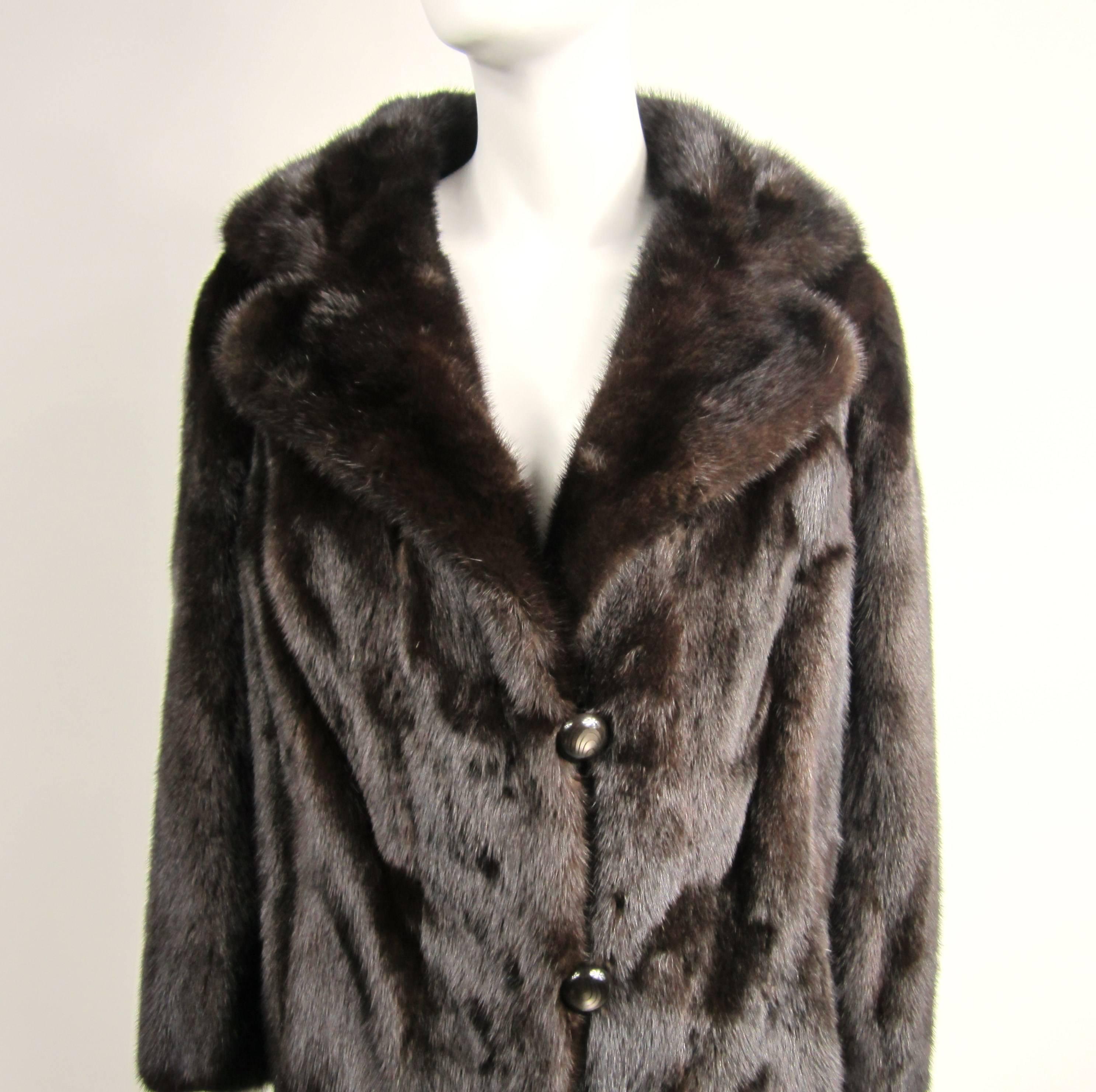 Perfect for any occasion. M Blaustein Mink that can be wear with your finest or with jeans. 2 slit pockets / 2 button closure Soft and supple mink  
Measuring approx. Up to 42 inch chest/ Up to 42 inch waist / Length is 25 inch  down the back /