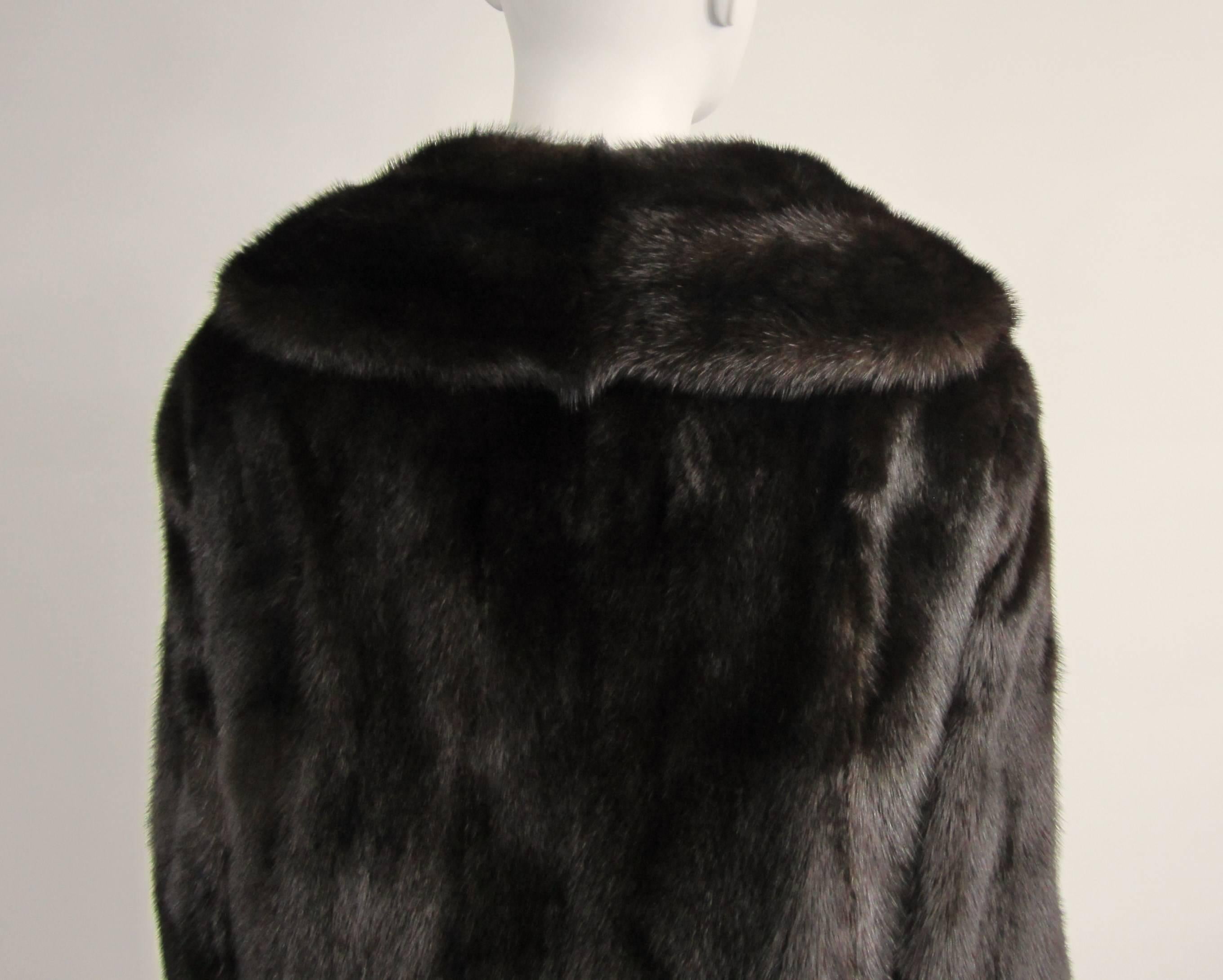 Black Dark Ranch Mink fur Jacket By M Blaustein Vintage 1960s  For Sale