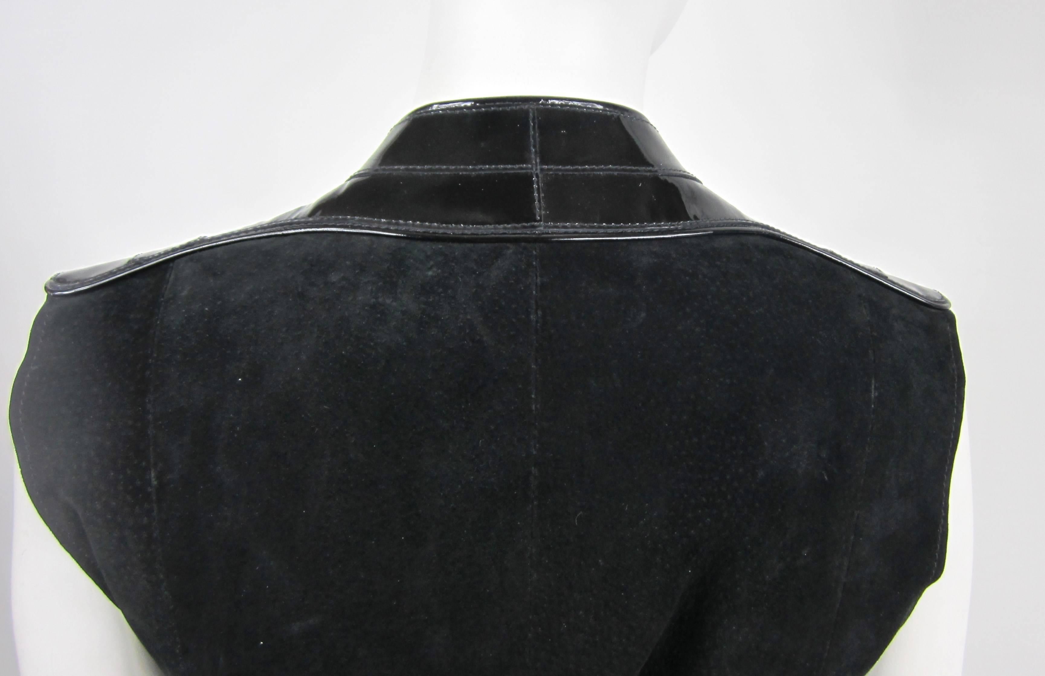 Black Patent Leather Suede Bustier Vest Whitaker Malem Syler Films In Good Condition For Sale In Wallkill, NY