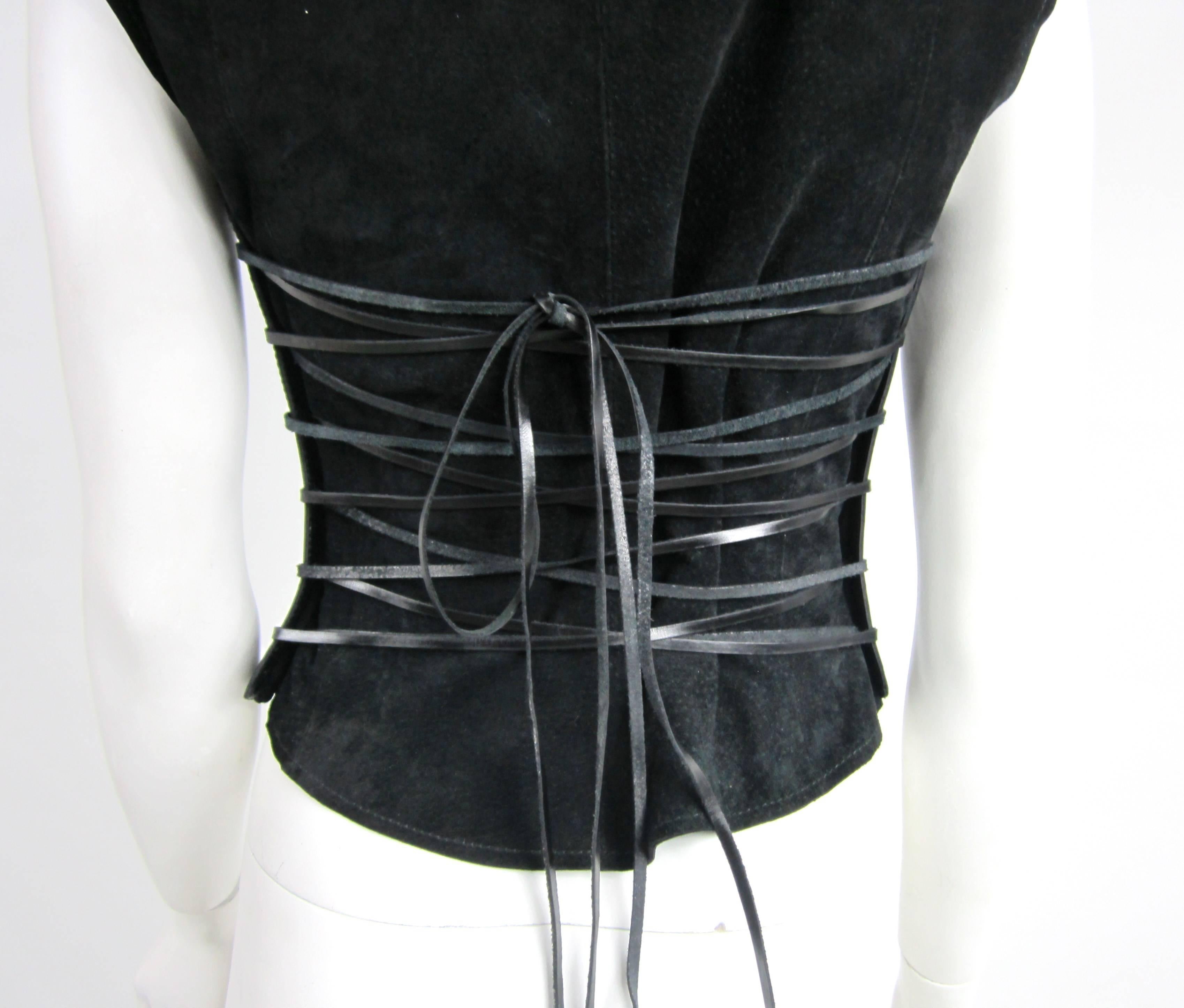 Women's or Men's Black Patent Leather Suede Bustier Vest Whitaker Malem Syler Films For Sale
