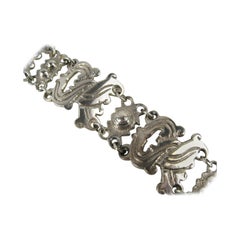 1940s Mexican Sterling Silver Panel Link Bracelet 