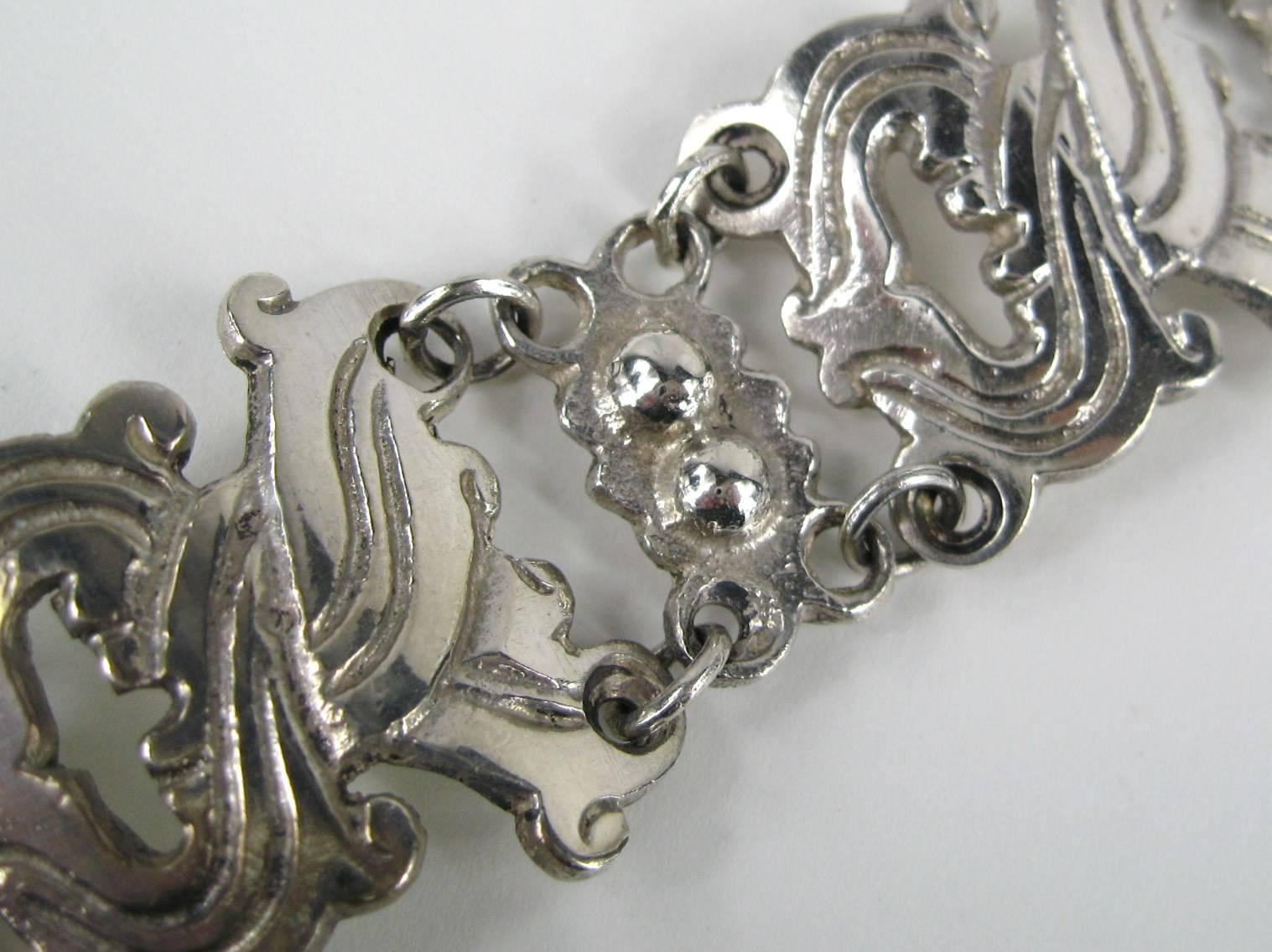 1940er Mexikanische Sterling Silber Panel Gliederarmband im Zustand „Hervorragend“ in Wallkill, NY