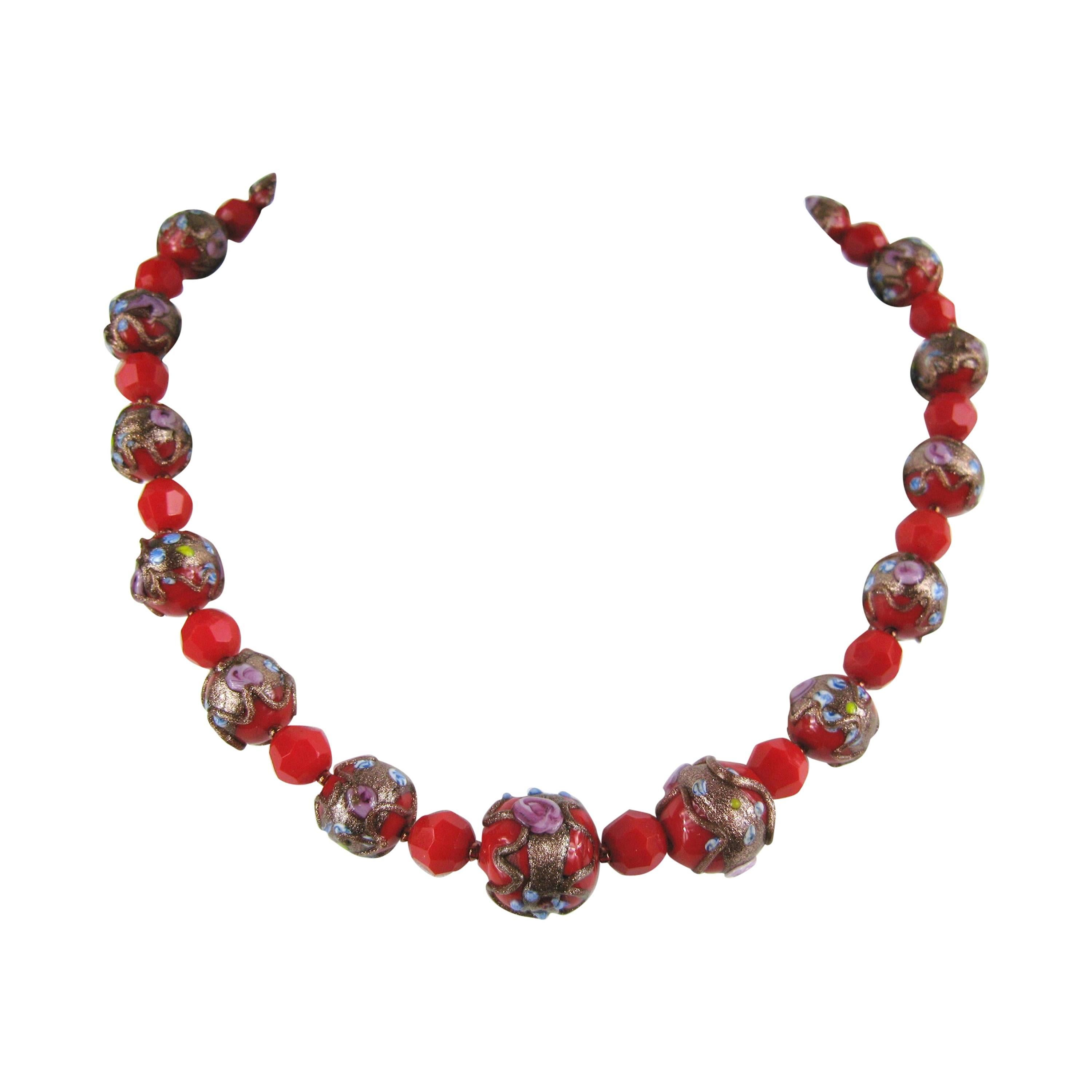 Vendome Vintage Jade Bead and Goldtone Pendant Necklace at 1stDibs