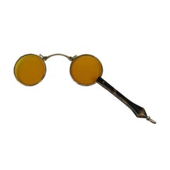 14k Gold lorgnette tortoise handle opera glasses