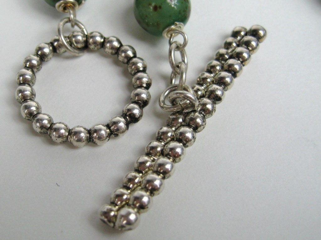 Dominique Aurientis Long Glass Beaded Silver Necklace 1980s NEW, Never worn For Sale 5