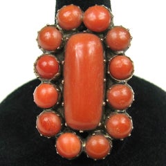Antique Victorian 10K Gold Large Coral Ring