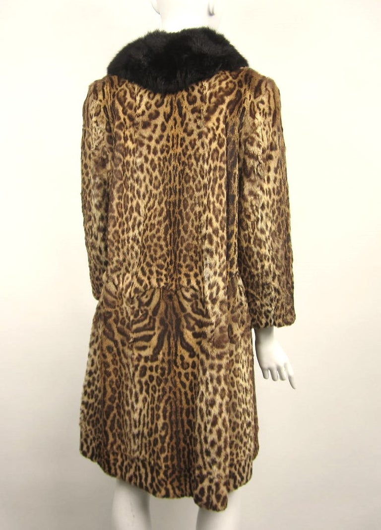 1940s Vintage Geoffrey Cat Print Fur Coat For Sale at 1stdibs