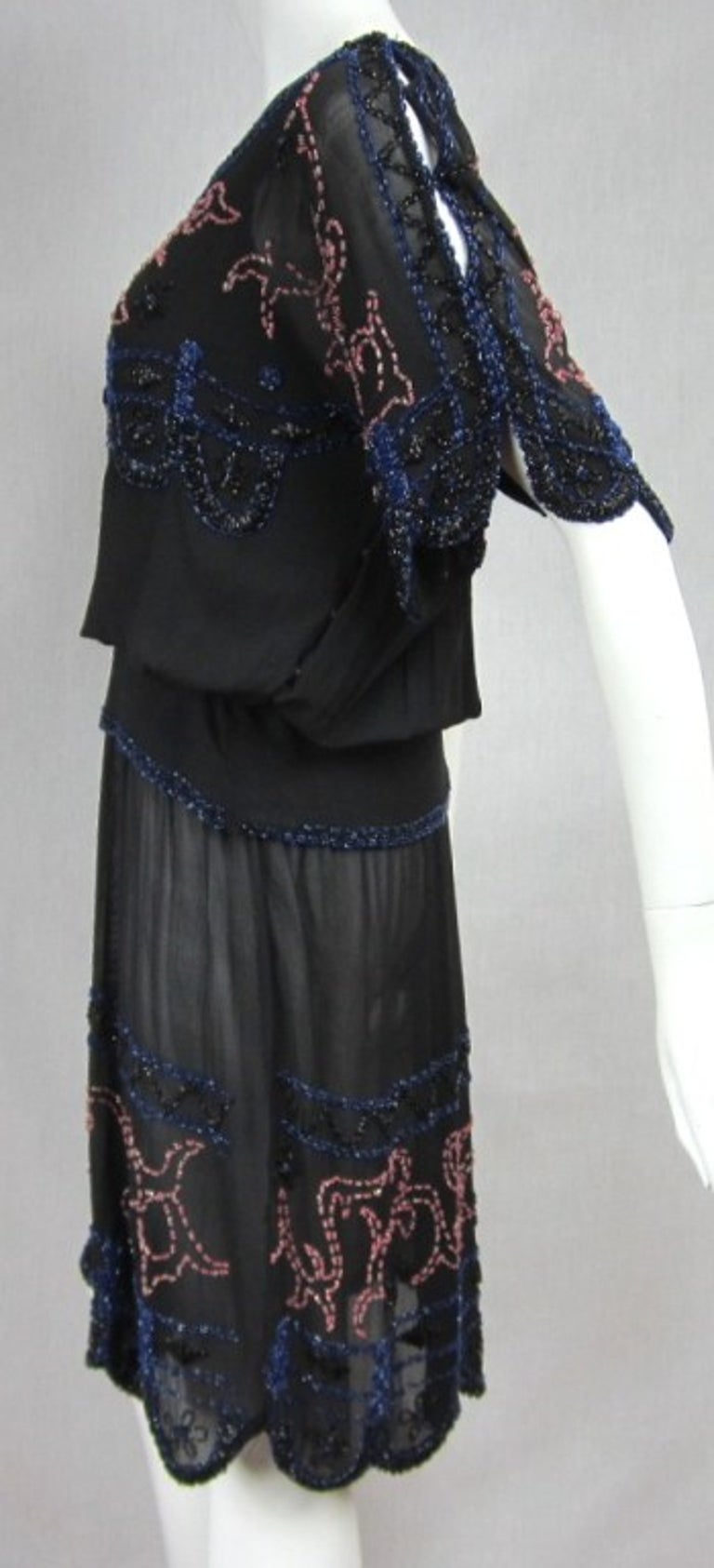 Silk Flapper Black Beaded Drop Waist Dress 1920s For Sale at 1stDibs Silk Flapper Black Beaded Drop Waist Dress 1920s For Sale at 1stDibs