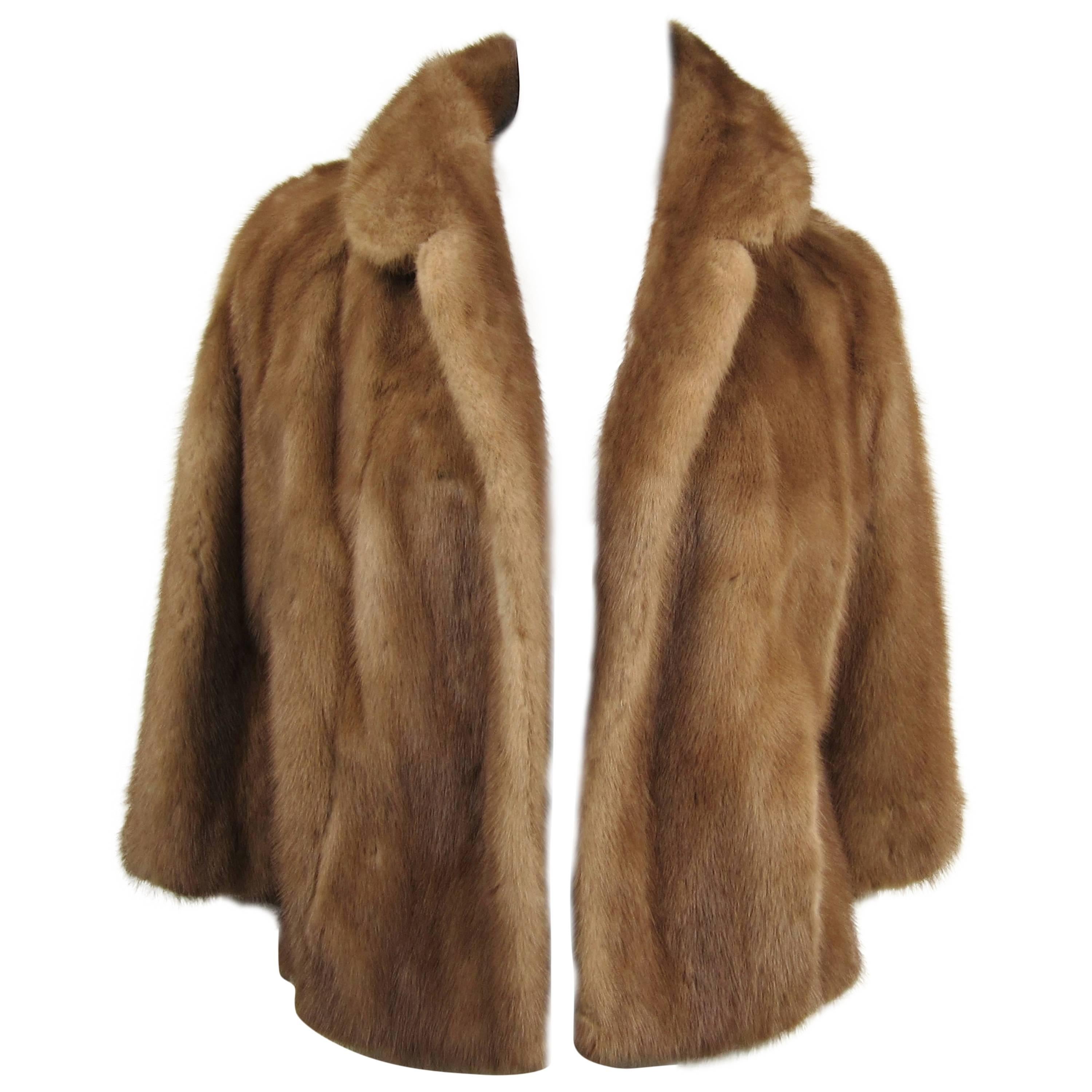  Mink Fur Shrug Jacket Stole-Vintage 1960s Hollywood Glam Pastel