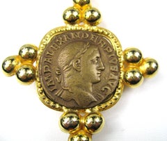 1990s Philippe Ferrandis Gold Cinnabar Drop Necklace New Never worn