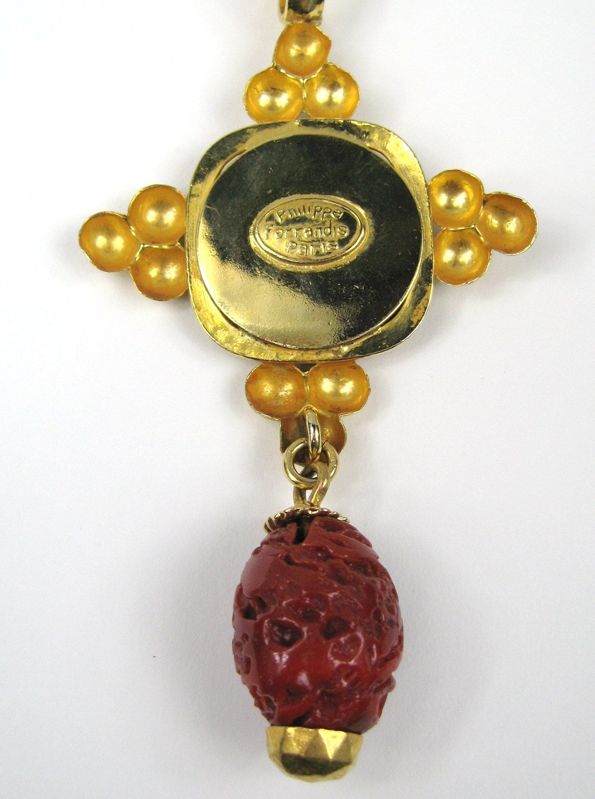 Philippe Ferrandis Collier pendentif Cinnabar en or, neuf, jamais porté, années 1990 Pour femmes en vente
