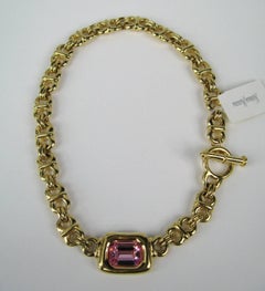 Stunning Ciner Pink swarovski Crystal Necklace 1980s New, never worn