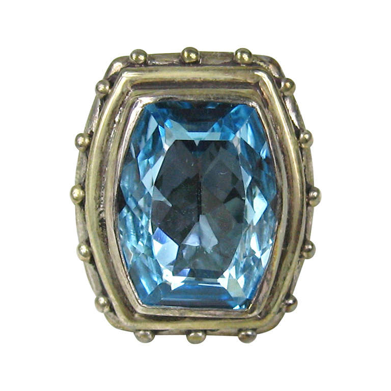 1990s Stephen Dweck Sterling Silver Blue Topaz Ring New, Never worn 