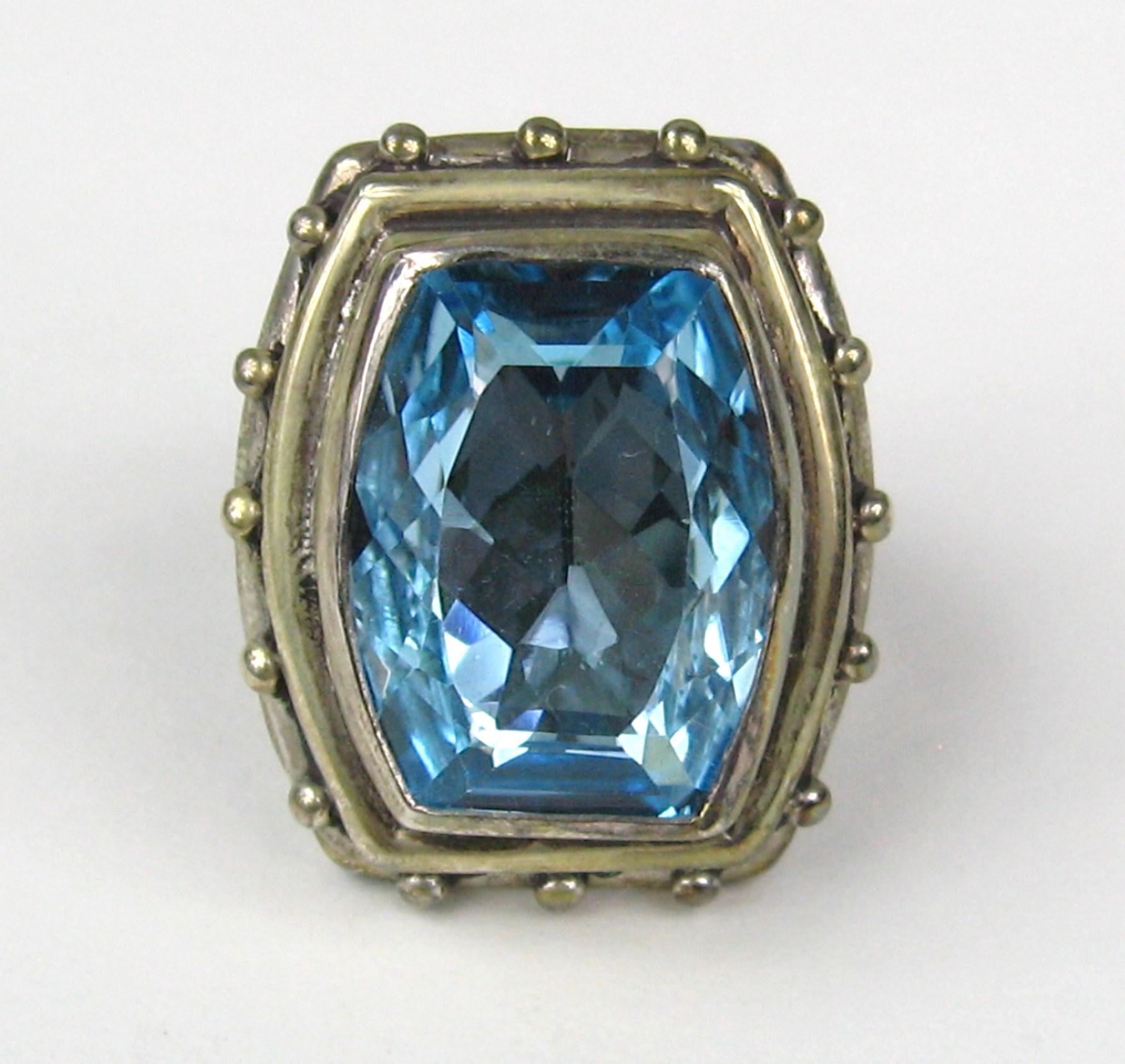 1990s Stephen Dweck Sterling Silver Blue Topaz Ring New, Never worn  In New Condition In Wallkill, NY