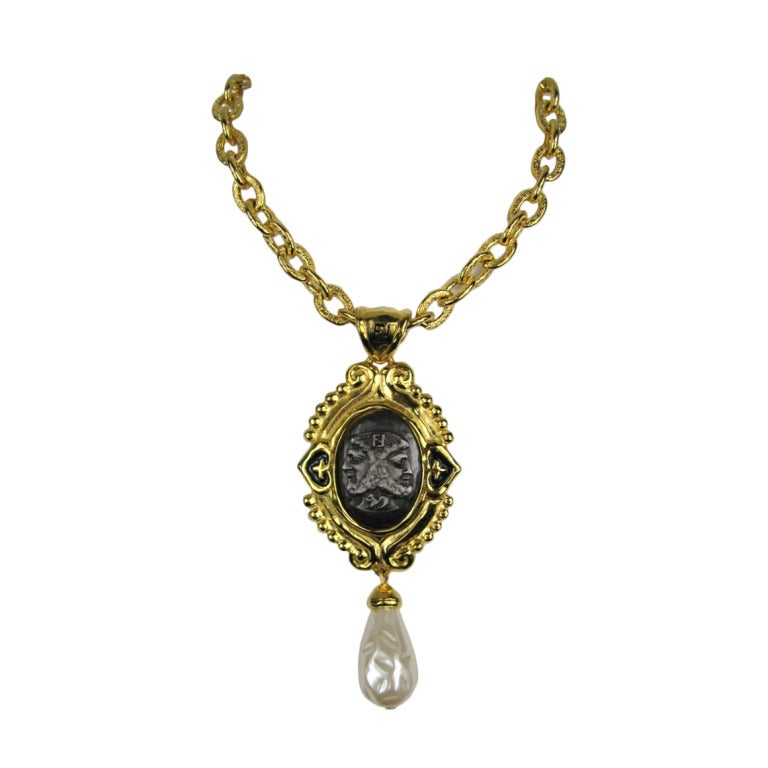 1990s FENDI Coin Necklace Janus Face FF Logo New Never Worn