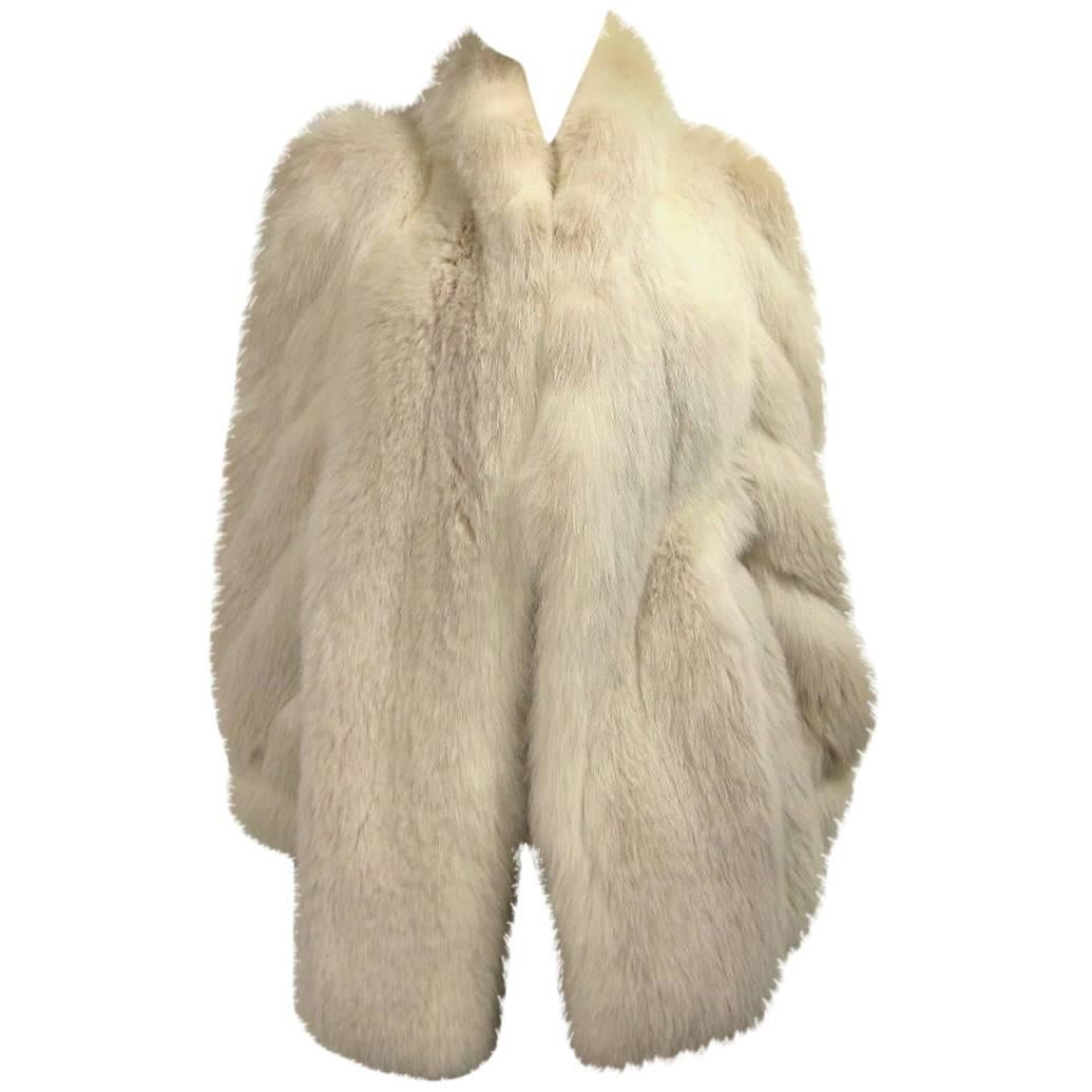 1990s White Fox Fur Jacket Swirl Sleeves soft supple 