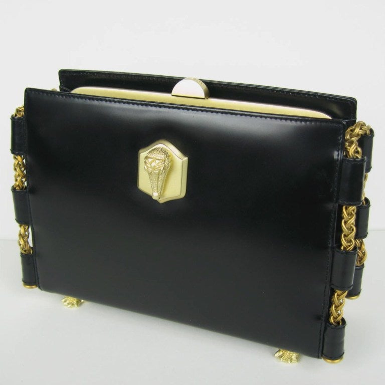 1990's BARRY Kieselstein Cord Black Lux Leather Handbag Never used In New Condition In Wallkill, NY