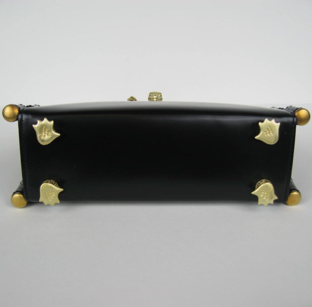 1990's BARRY Kieselstein Cord Black Lux Leather Handbag Never used 3