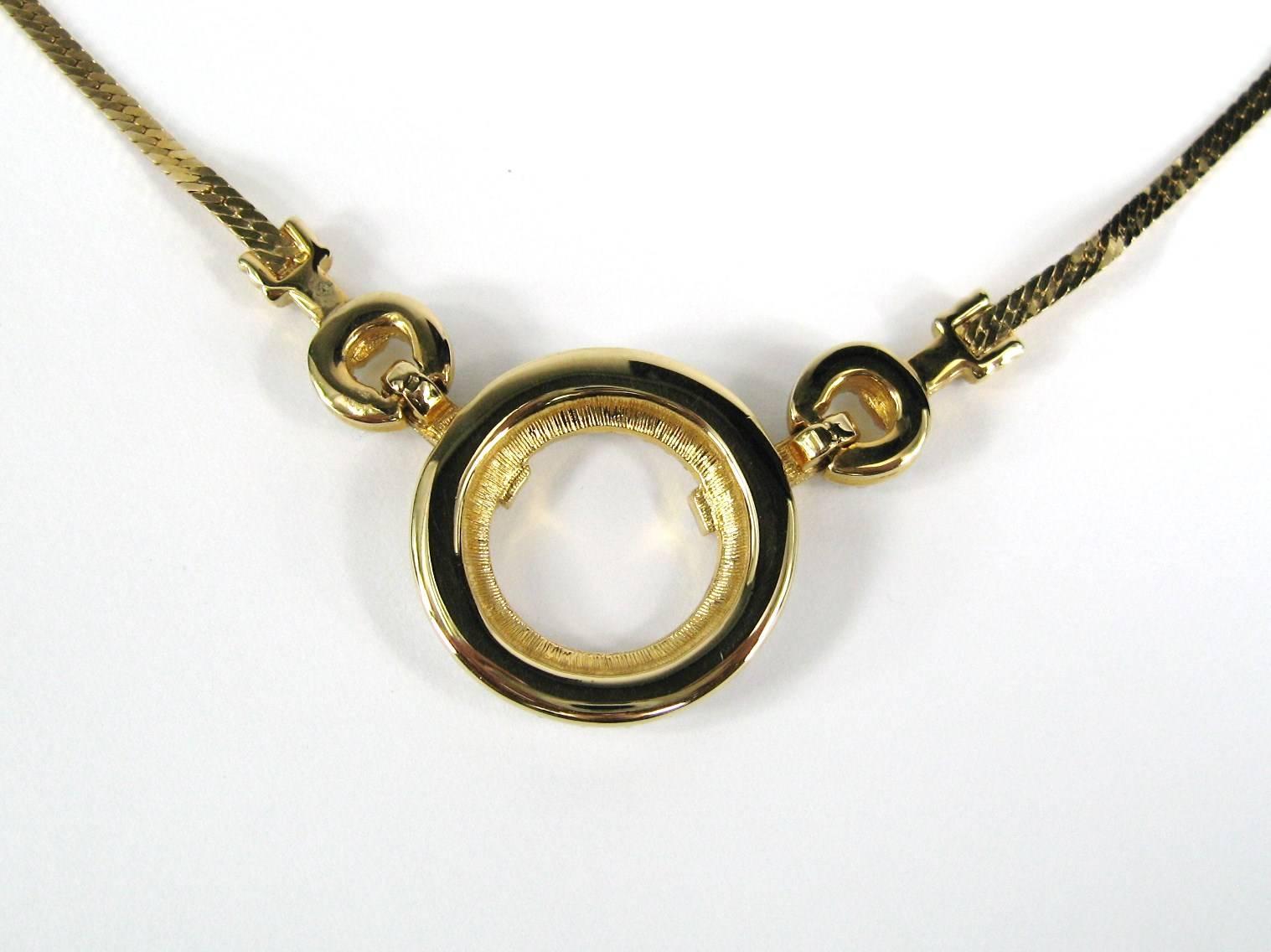 SWAROVSKI Crystal Gold Gilt Drop Necklace Circle New, Never Worn 1980s For Sale 2