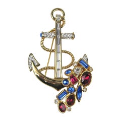 Vintage Swarovski Crystal Glitz Anchor Brooch Pin New, never worn 1980s