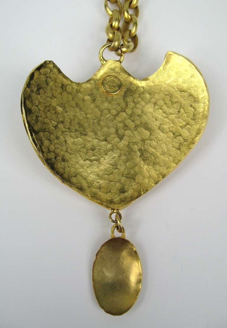 1980's Dominique Aurientis gripoix glass Shield Necklace New, Never Worn  For Sale 1
