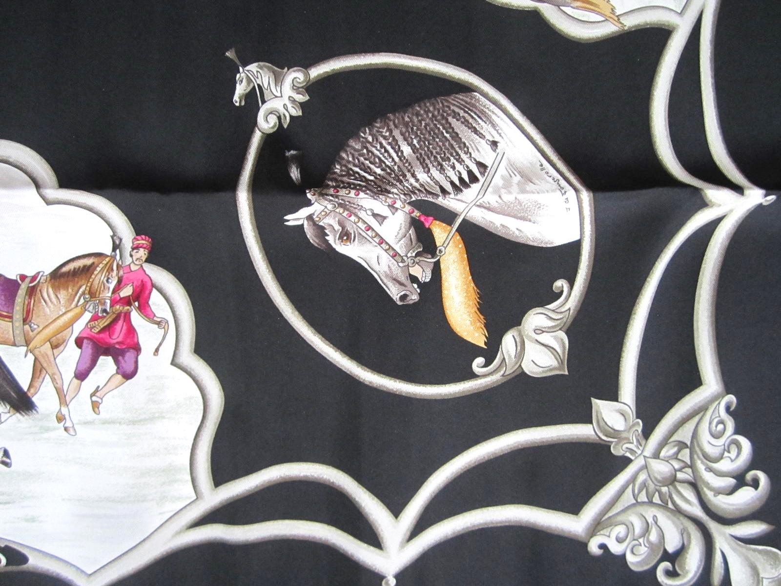 Hermes silk scarf  New, Never Worn Chevaux des Moghols In Box  In New Condition In Wallkill, NY