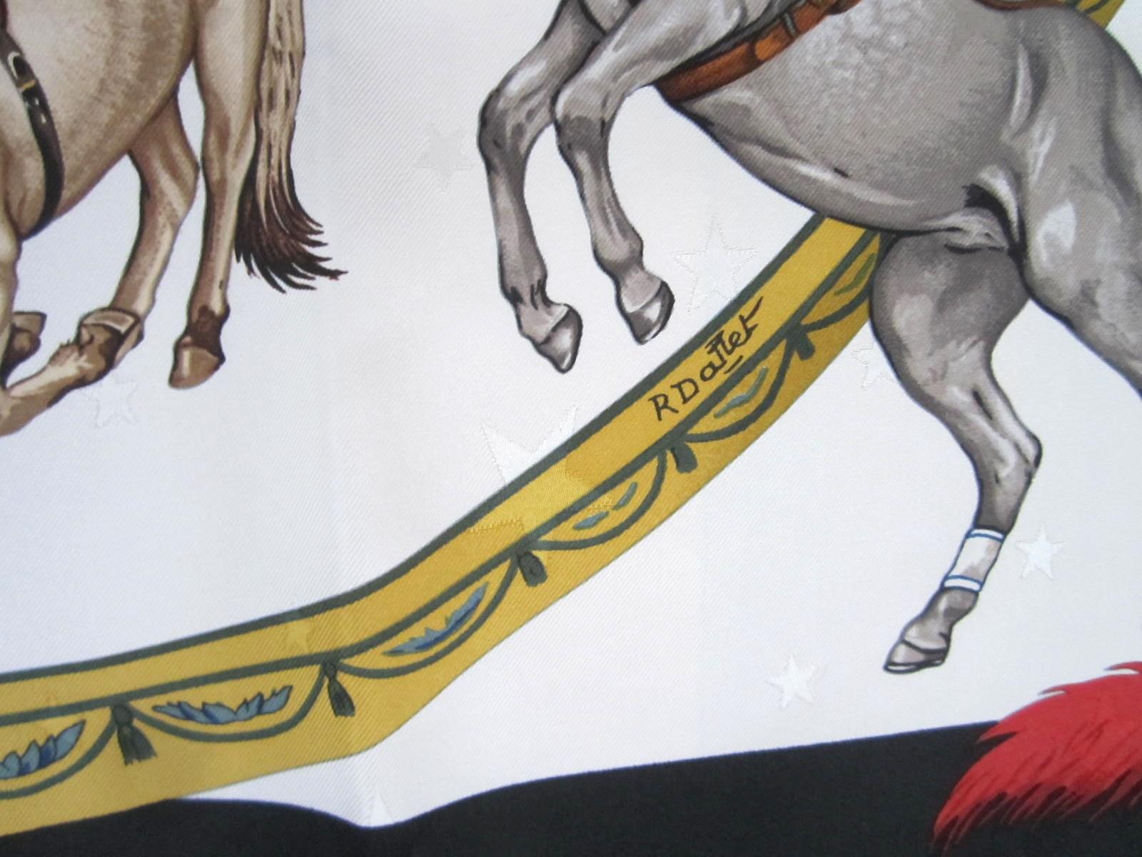 Hermes Silk Scarf EN PISTE Horses Robert Dallet 1990s New, Never Worn  1