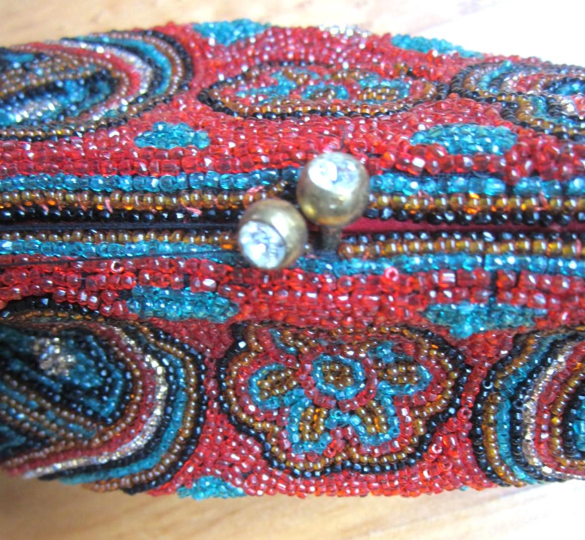 Rich Jeweled Tone Walborg Perlen Clutch Handtasche 1940er Jahre Vintage  1