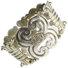 Sterlingsilber Großes mexikanisches getäfeltes Armband 1960er Jahre