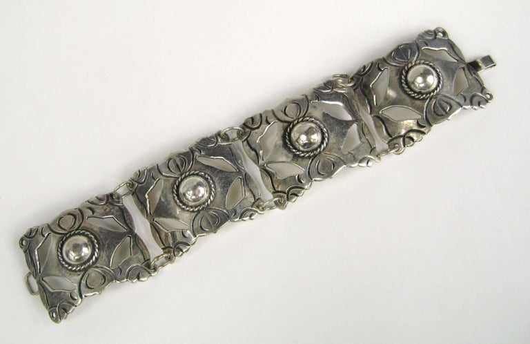Bracelet Mexicain Vintage Argent 925 Massif - Incrustations Turquoise, Années 60-70