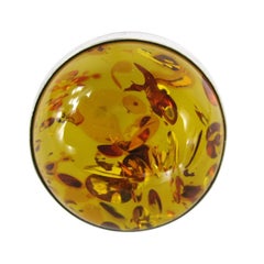 Oversized Round Baltic Amber Sterling Silver Ring
