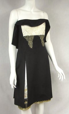 Yves Saint Laurent YSL Strapless Cashmere Little black dress 1990s Spider Web
