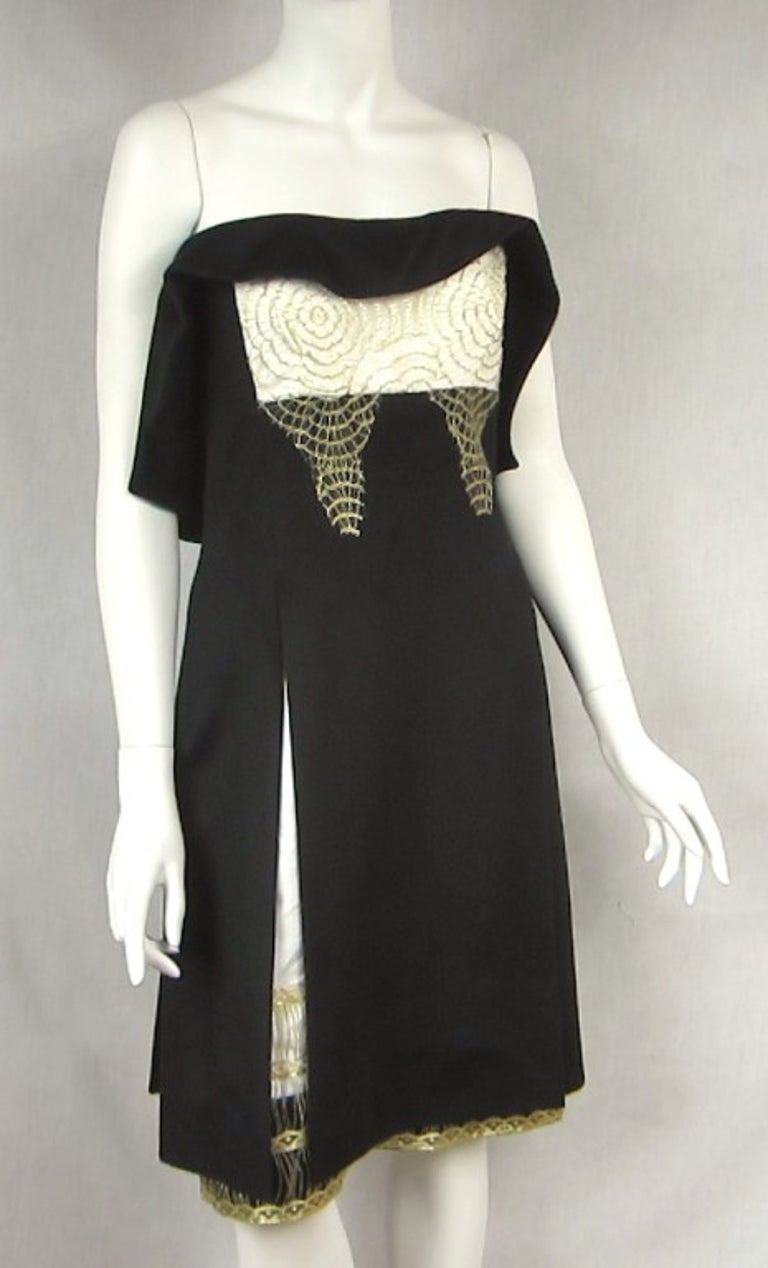 Yves Saint Laurent YSL Strapless Cashmere Little black dress 1990s For