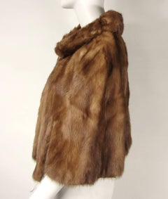Mink Fur Shrug Stole Jacket Vintage 1960s Timeless Portrait Collar