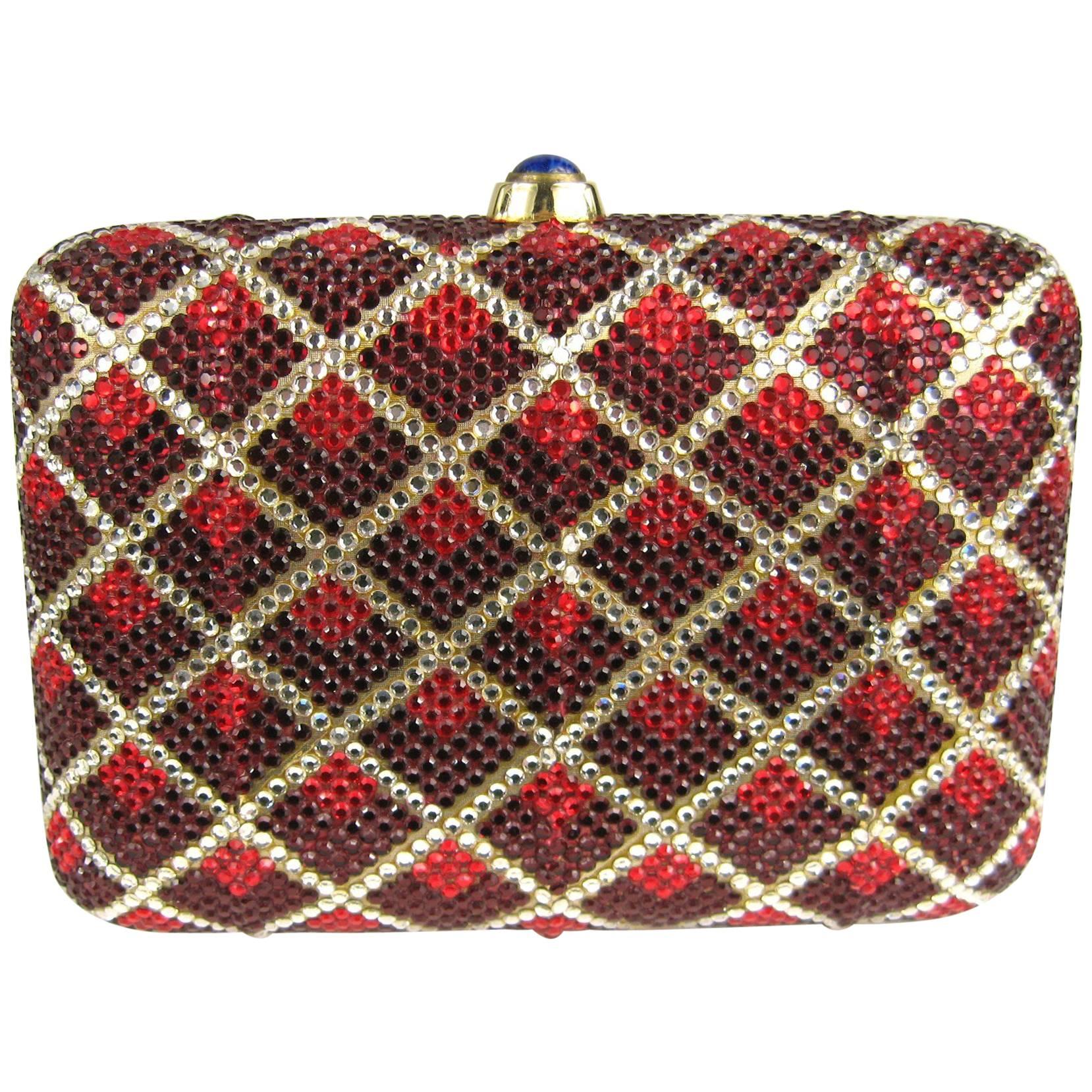 Judith Leiber Rote Swarovski-Kristall Minaudiere Abendtasche Clutch Holiday Runway