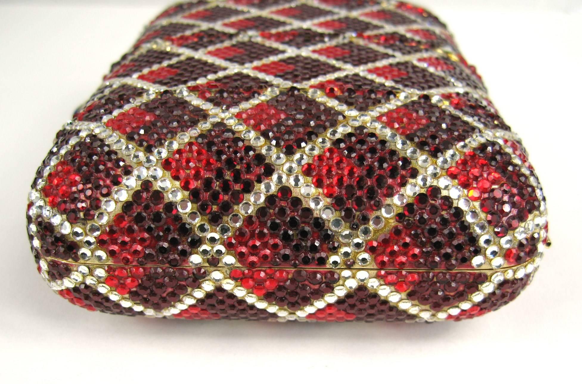 Judith Leiber, pochette de soirée minaudière rouge en cristal Swarovski, défilé de vacances en vente 2