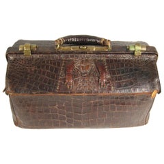 1880's LARGE Alligator Doctor's Bag