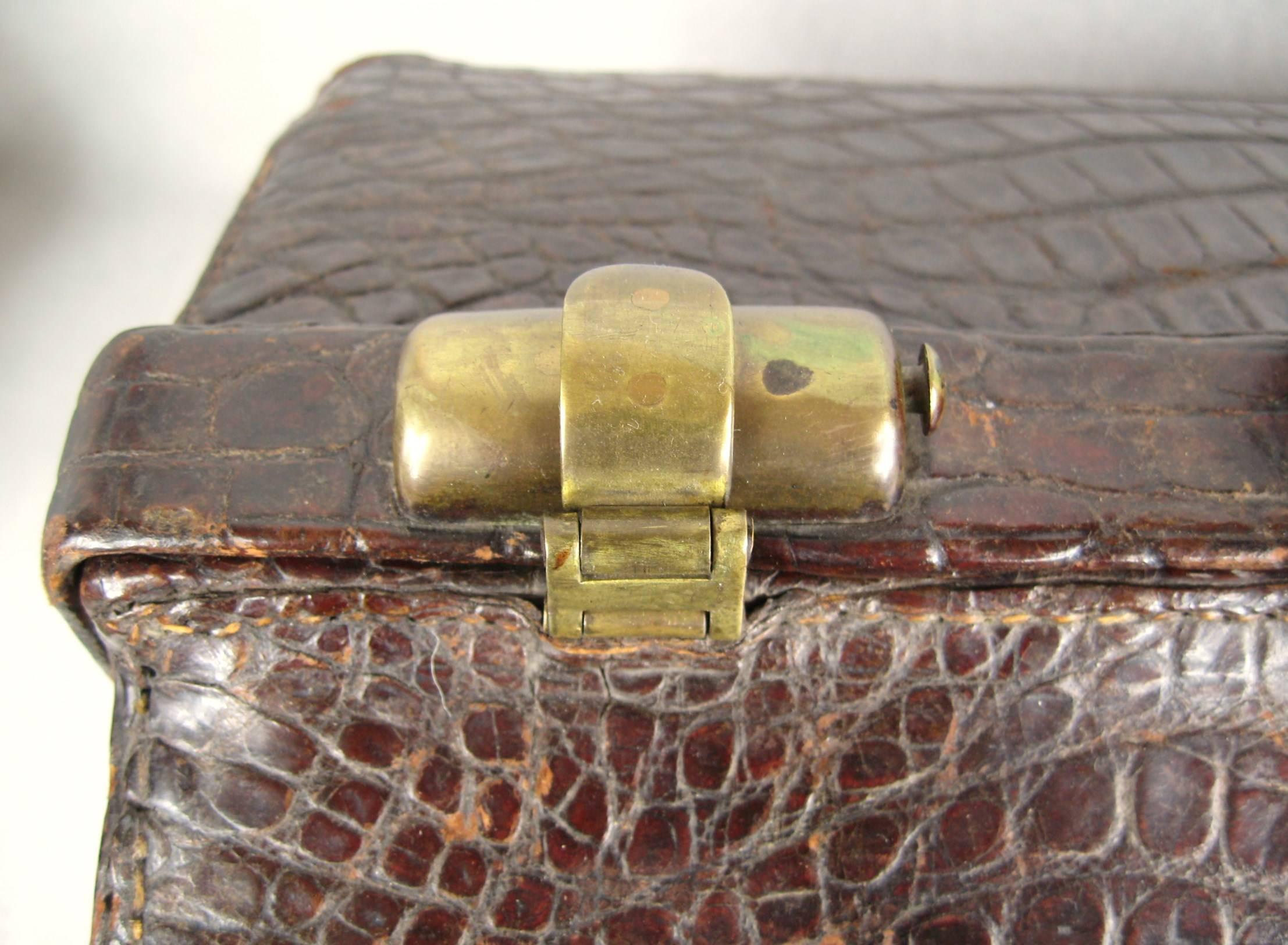 1880's LARGE Alligator Doctor's Bag 2