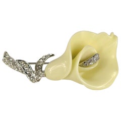 Vintage 1980s Nolan Miller Cala Lilly Crystal Brooch