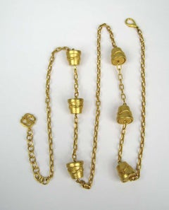 1990s Karl Lagerfeld Gold Gilt Sautoir Necklace New Never Worn